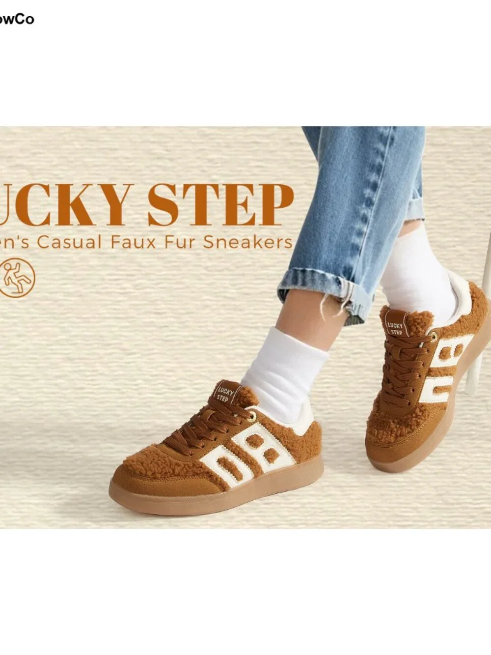 Faux Suede Faux Fur Low Top Sneakers Women's Casual Retro Gum Sole